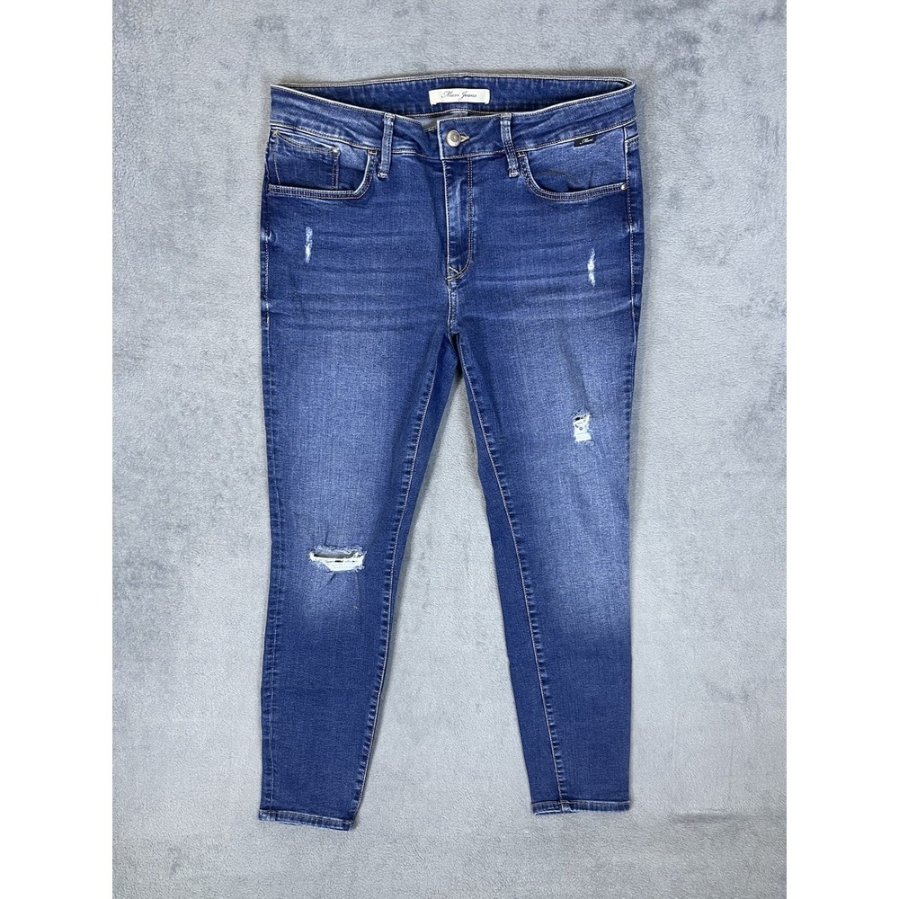 Mavi‎ Jeans Womens 30 Blue Ripped Denim Medium Wash Mid Rise Skinny Stretch